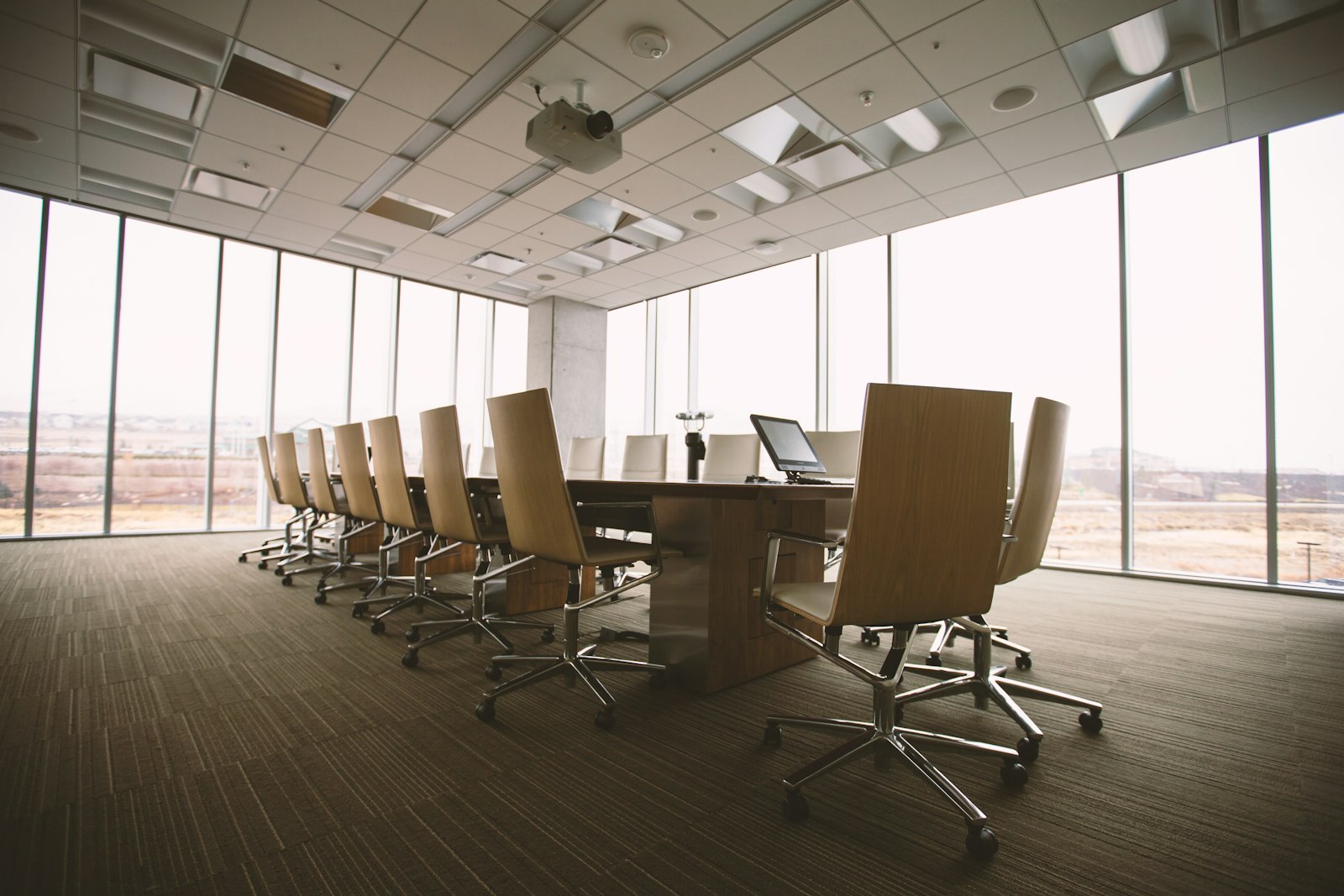 Executive boardroom with city view